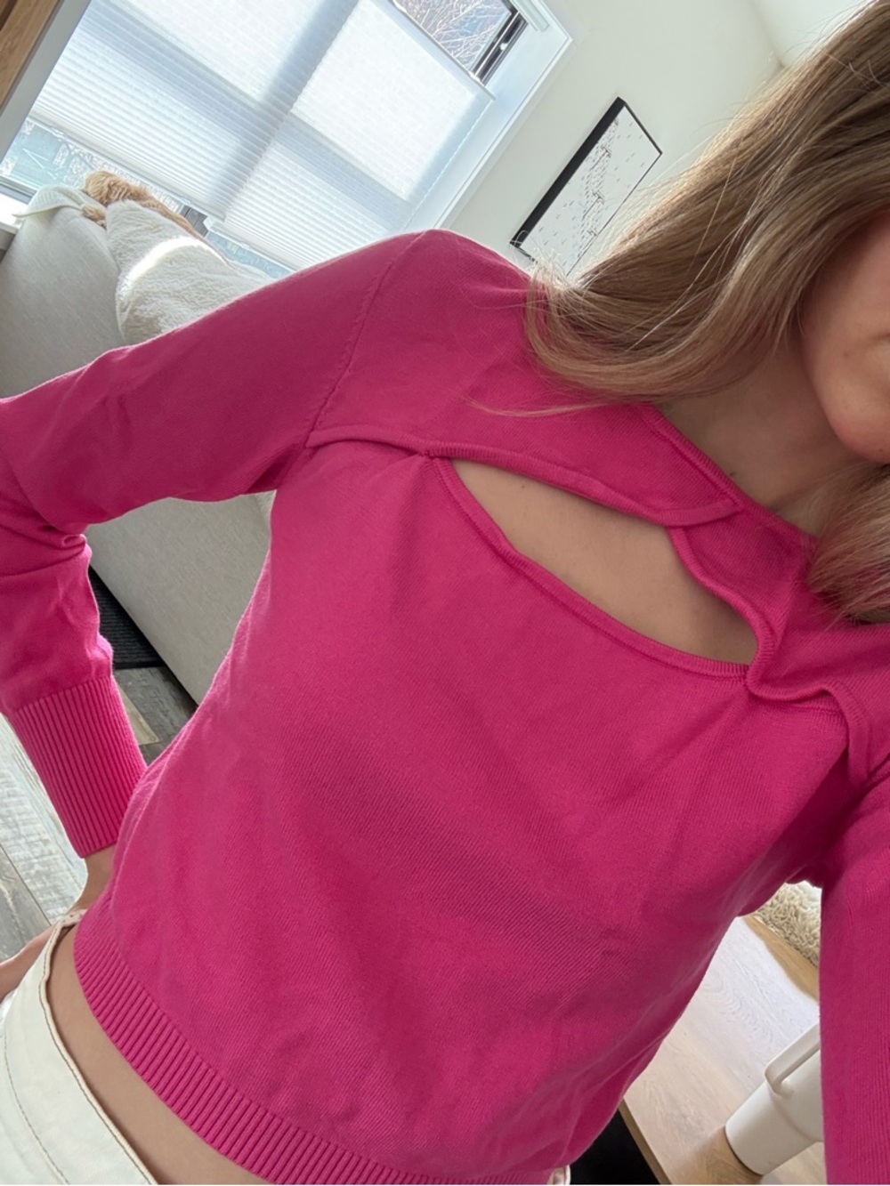 REVOLVE Hot Pink Cutout Knit Sweater